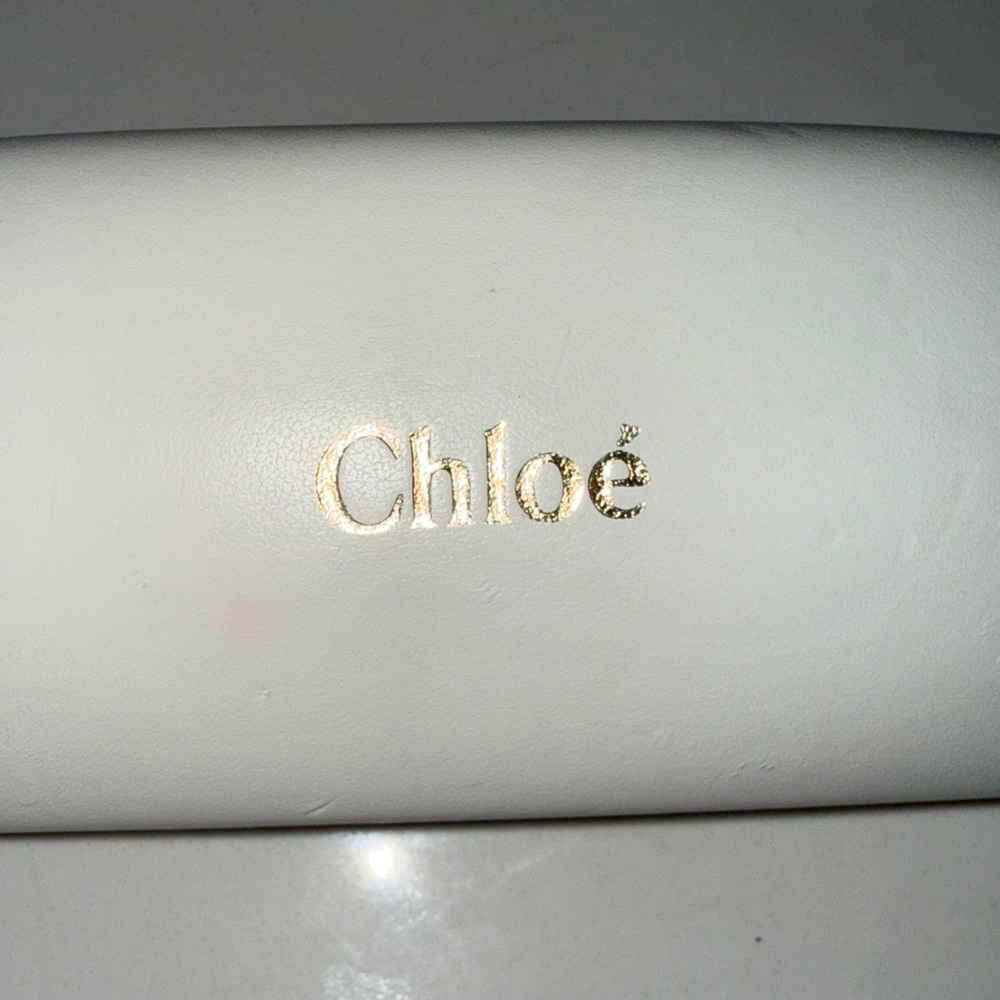 Chloé Cream Eyeglass Case with Gold Logo